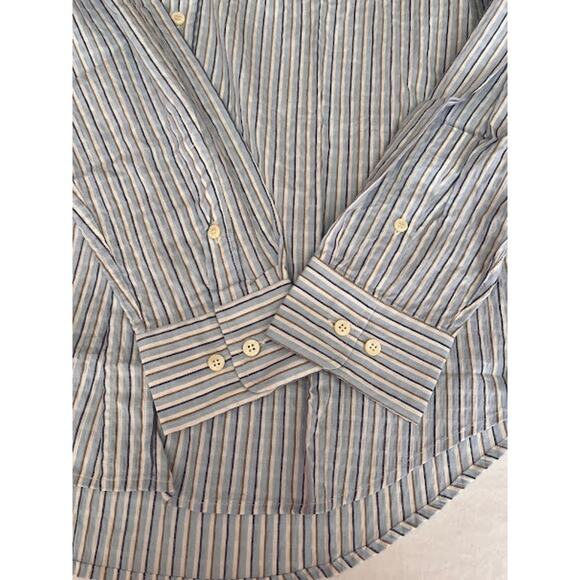 Vintage 80s New Valentino Jeans Shirt Stripe Seersucker Button Down Size XL - Picture 11 of 12